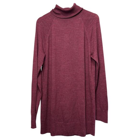 GAP Dresses & Skirts - Gap 100% Merino Wool Sweater Dress Maroon Burgundy Knit Turtleneck sz Large Tall